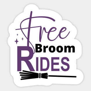 Free Broom Rides. Funny Halloween Design. Witches. Sticker